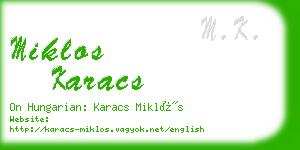 miklos karacs business card